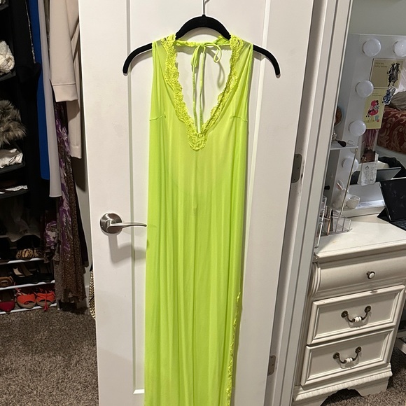 SKIMS Other - NWOT SKIMS Vibrant Lime Sheer Halter Dress